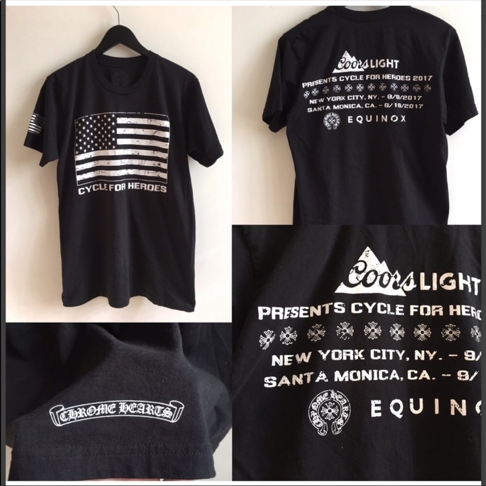 CHROME OR HEARTS X EQUINOX FOR HEROES BLACK SHIRT